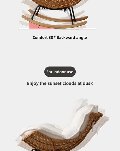 Modern Rocking Lounge Chair for Balcony Woven Rattan Lobster Chair Indoor Swing Seat Comfortable Single Sofa for Living Room