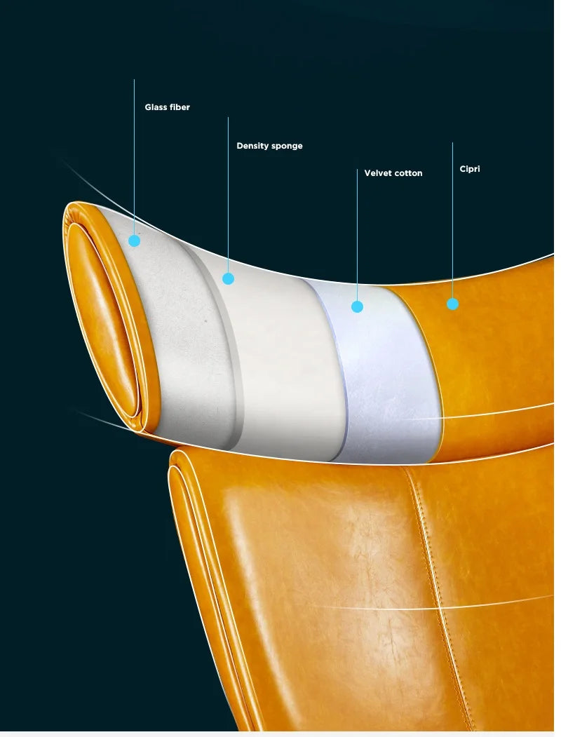 U-BEST European home bedroom leather stainless steel furniture lazy upholstered accent chair Imola chair recliner chair