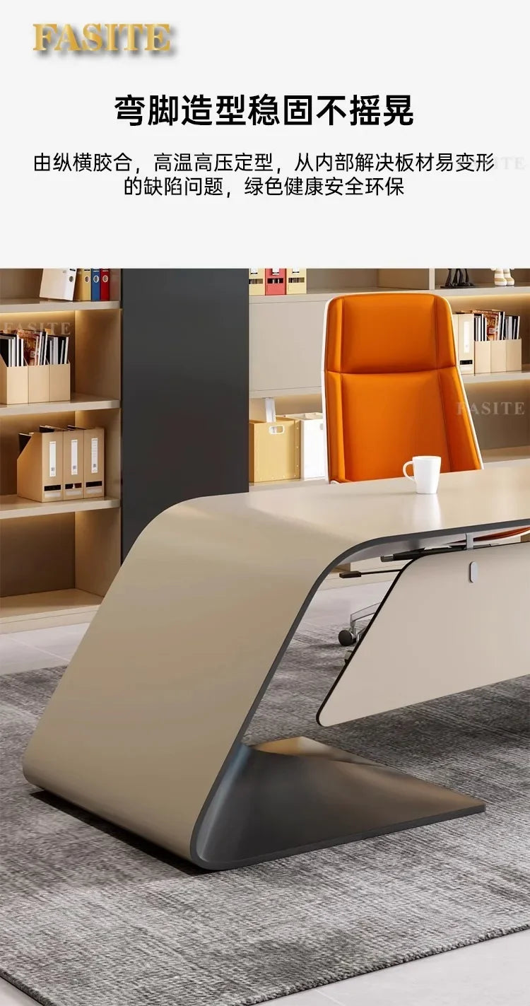 High-end Lacquered Boss Desk, Stylish Atmosphere, Modern and Simple Office Desk, High-end Workbench