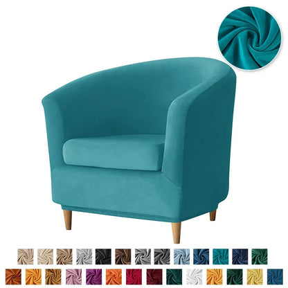 Velvet Tub Cover Chair Jacquard Single Seat Sofa Slipcover 1 Seate Living Room  Furniture Couch Washable Club Armchair Cover