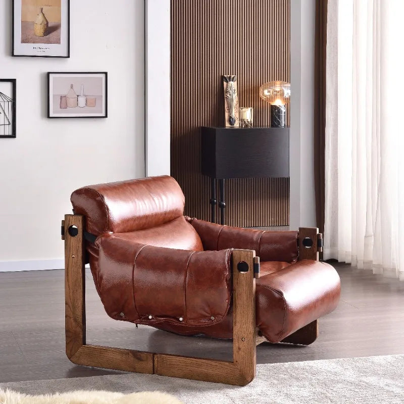 Solid Wood Single Sofa Chair with Modern Design Net Red Medieval Leisure Style for Home Furniture Jersey Living Room Chair