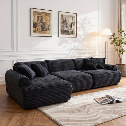 L-shaped oversized modular leather segmented sofa, leather deep seat modular corduroy sofa, suitable for families and big spaces