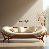 a3813  New Chinese-style solid wood sofa living room modern simple small apartment leather recliner sofa lazy chair