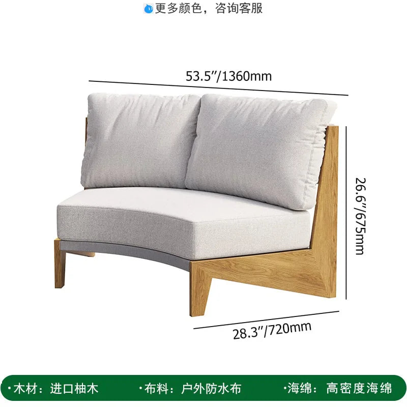 Outdoor sofa teak courtyard terrace leisure resort hotel outdoor deck rattan sofa garden furniture