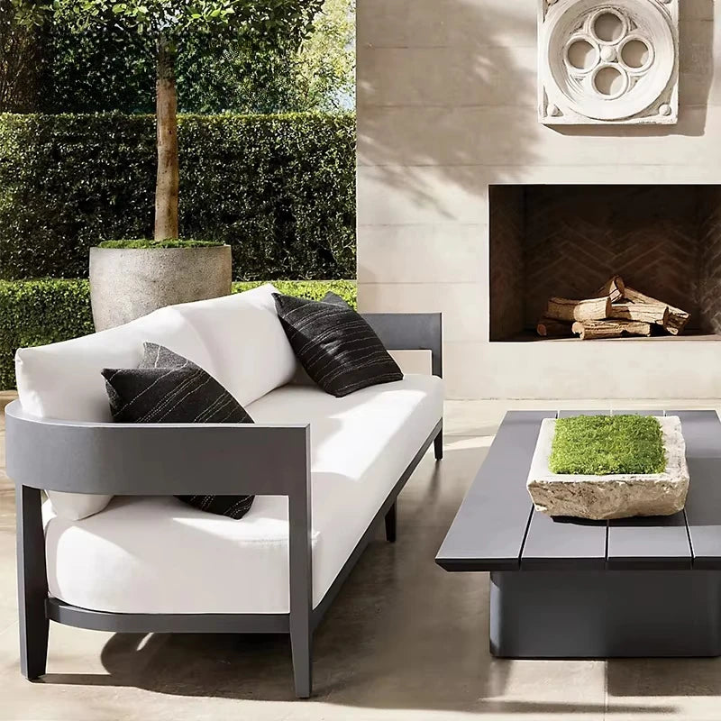 outdoor furniture aluminum frame lounge courtyard garden sofa set hotel courtyard outdoor furniture set luxury garden sofa set