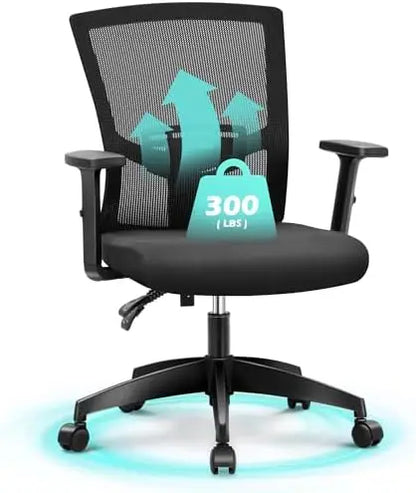 Ergonomic Office Chair with Lumbar Support, Adjustable Armrest & Seat Cushion, BIFMA & SGS Certified