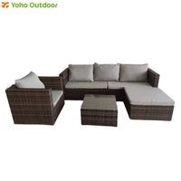 Modern Design Garden Rattan Patio Wicker L Shape Corner Sofa Set with Single Sofa Chair Exterior Pe Rattan Outdoor Sofa