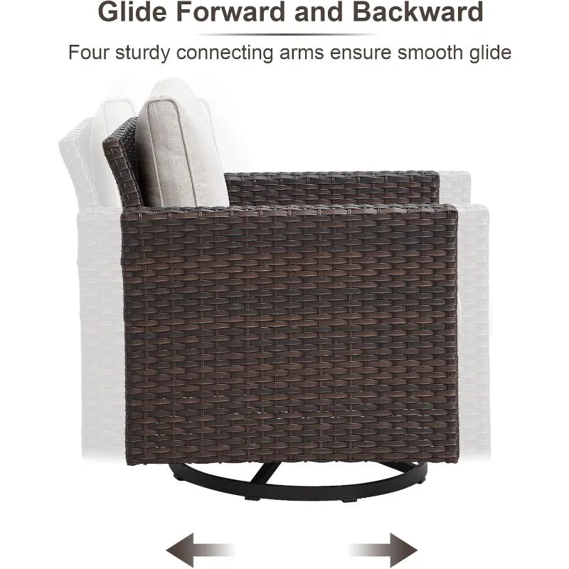 Outdoor Swivel Rocker Patio Chair - 350LBS Weight Capacity Patio Wicker Swivel Glider Chair with Removable Cushions for Porch De