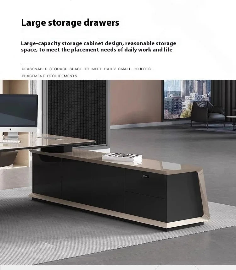 Designer Modern Office Desks Asthetic Luxury Storage Drawers Writing Executive Desk L Shaped Study Escritorios Office Furniture