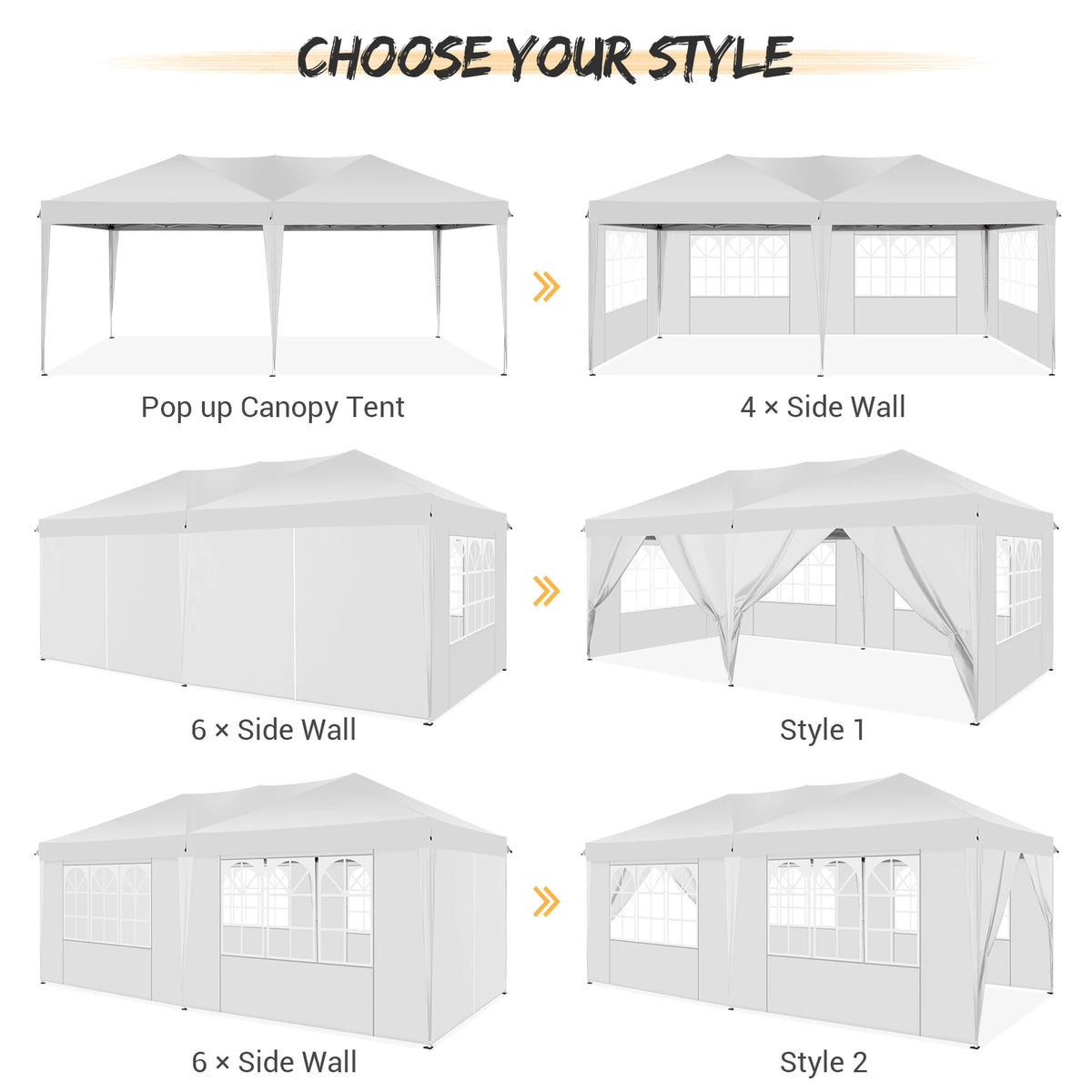 10x20FT Pop Up Canopy Tent with Removable Sidewalls Waterproof Commercial Instant Shelter Outdoor Gazebo Party Tent Protable Canopy Tents for Parties with Carry Bag