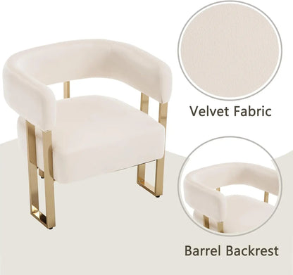 Modern Barrel Accent Chairs Set Of 2, Velvet Fabric Living Room Chairs With Gold Metal Legs, Comfy Upholstered Single Sofa