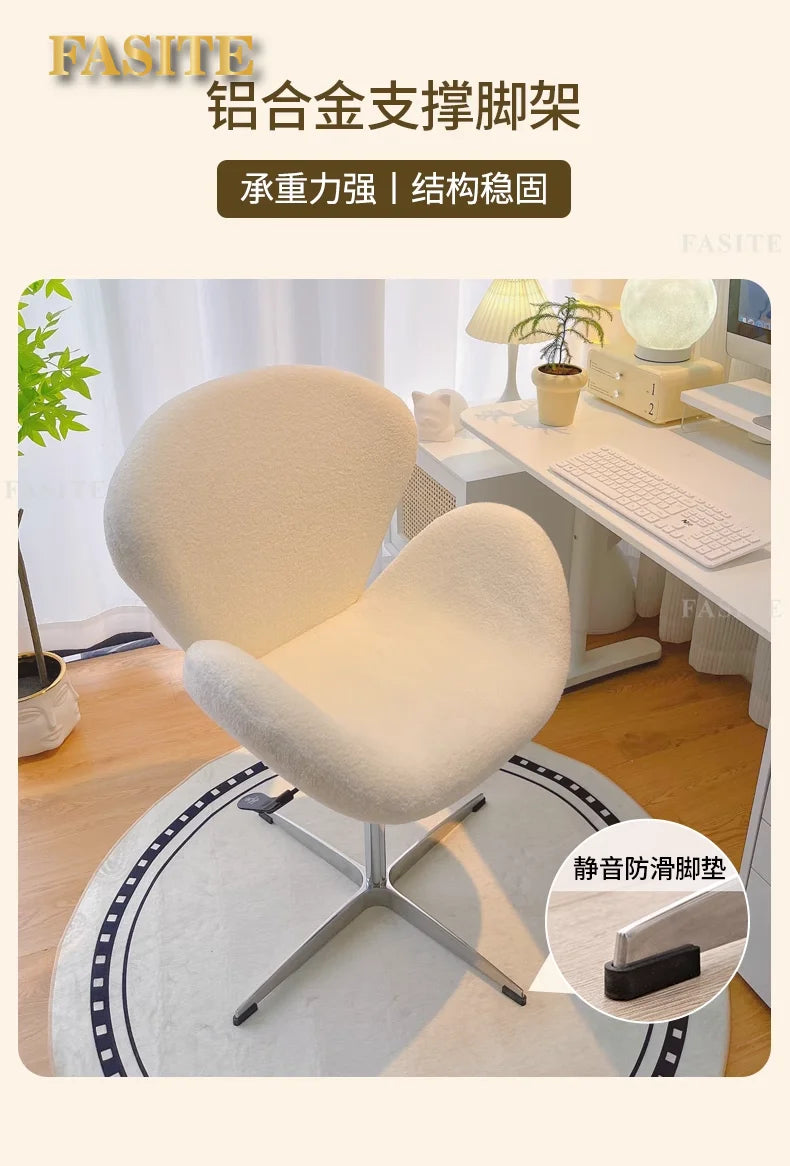 New Computer Chair, Home Bedroom Girls Makeup Chair, Comfortable Sedentary Dressing Table Stool, Sherpa Lift Swivel Chair