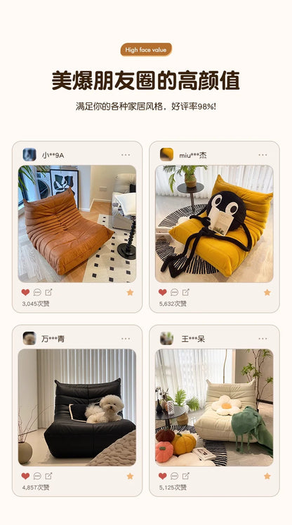 Oil wax caterpillar sofa, fashionable, high-end and atmospheric, luxurious decoration for living room, bedroom, hotel