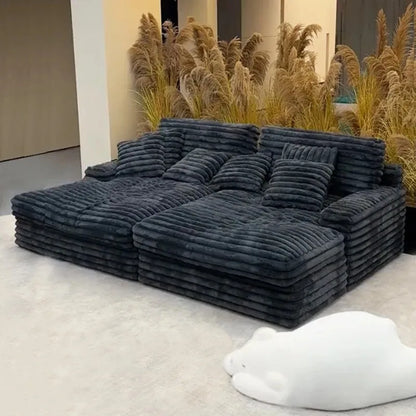 Nordic Sofabed Vacuum Compression Sofa Bed Modern Simple Lazy Sofa Bed  Thick Strip Velvet Large Sofa Bed Living Room Furniture