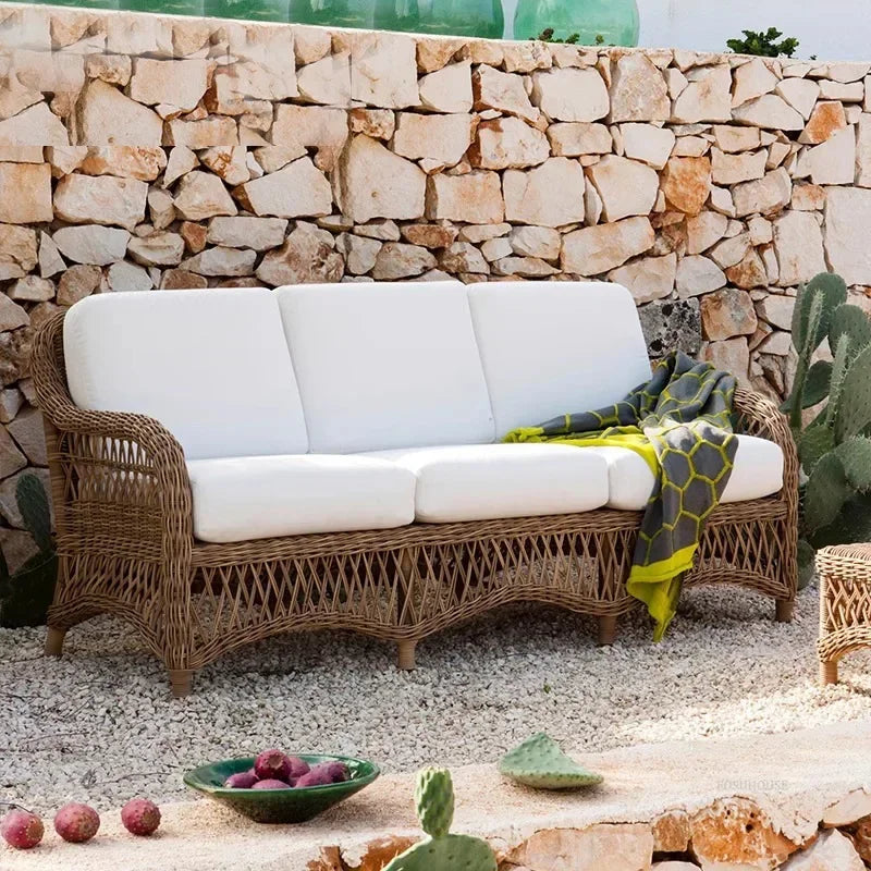 Outdoor PE Rattan Garden Chairs Balcony Courtyard Garden Waterproof Sofa Chair Outdoor Terrace Leisure Chair Outdoor Furniture A