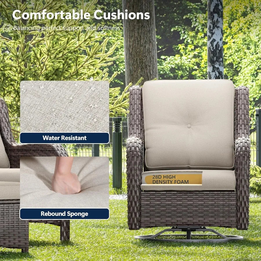 Luxury Wicker Patio Chairs Outdoor Swivel Rocking Chair with Thickened Cushions Designed for Porch and Deck Use Durable Rattan