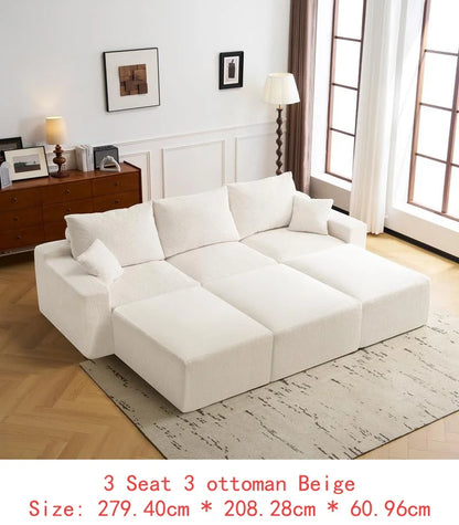 110 Inch L-Shaped Sectional Sofa, Full-Compression 3-Seat Cloud Couch with Chaise, No Assembly Needed Modular Sofa for Living