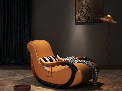 High-end Solid Wood Rocking Chair Adult Balcony Lounge Chair Living Room Elderly Lazy Chair