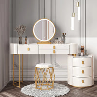 Solid wood new dresser glass bedroom modern simple style light luxury Internet celebrity small makeup table rock slab makeup