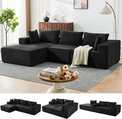 109" Cloud Sectional Couch, Boneless Couches for Living Room, Modular Sectional Sofa with Deep Seat, L-Shape Couch with Chaise