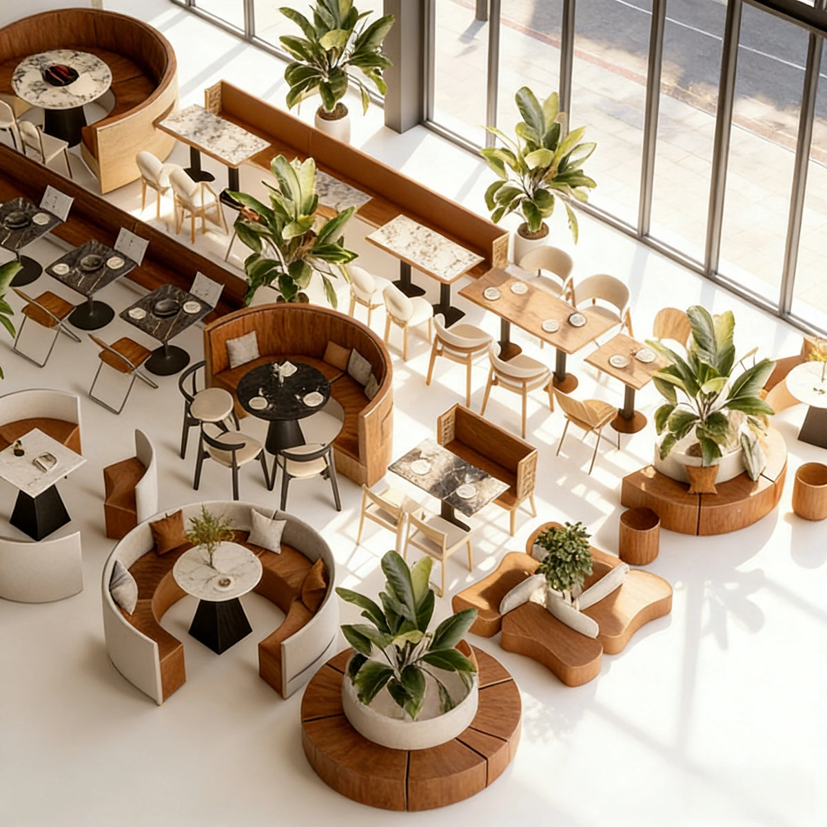 Commercial Booth Sofa Set Solid Wood Leather, Table Chair Combination for Milk Tea Coffee Hot Pot Restaurant Card Seat