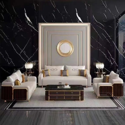 Italian Light Luxury Leather Sofa Living Room Small High-end Villa Modern Simple Solid Wood Sofa