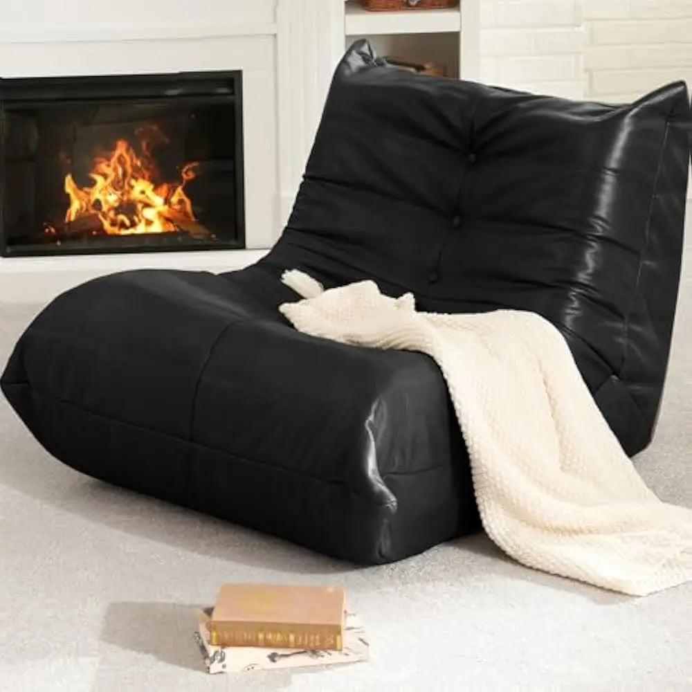 living room sofas, Bean Bag Chair Lazy Floor Sofa, Memory Foam Fireside Sofa for Adults, Big Beanbag Faux Leather Armless Chair