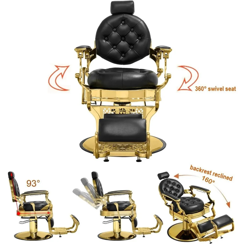 Hair Styling Chair Reclining: Men’s Barber Chairs for Barber Station - Heavy Duty Salon Chair with Footrest for Hair Stylist