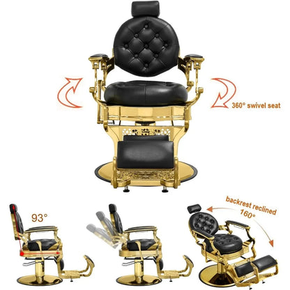 Hair Styling Chair Reclining: Men’s Barber Chairs for Barber Station - Heavy Duty Salon Chair with Footrest for Hair Stylist