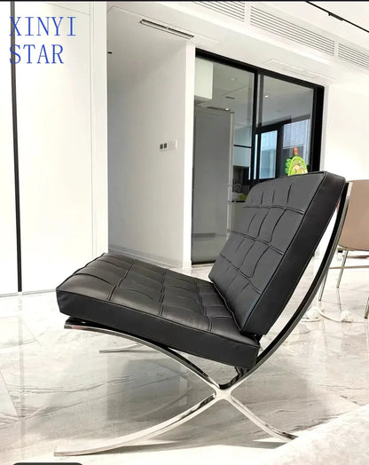 Comfortable Ergonomic Living Room Chair with Genuine Leather Backrest for Study, Cafe, and Gaming Use