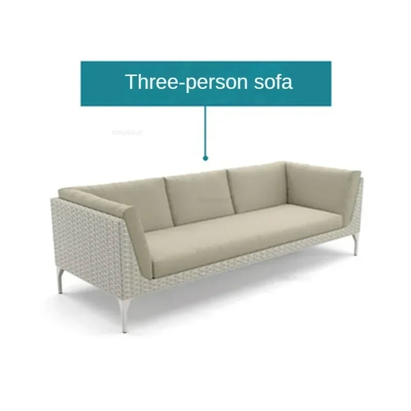 Modern Leisure PE Rattan Outdoor Sofas Set Patio Balcony Lounge Chair Simple Home Waterproof Sun Protection Set Garden Furniture