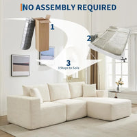 118" Compressed Sofa for Living Room L Shaped Boneless Couch, Modular Sectional Sofa, Sofa Bed Memory Foam Couches with Chaise