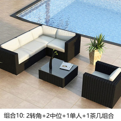Terrace Modern Garden Sofas Outdoor Combination Courtyard Nordic Garden Sofas Waterproof Pe Rattan Furniture Sofá Jardín MHHYSF