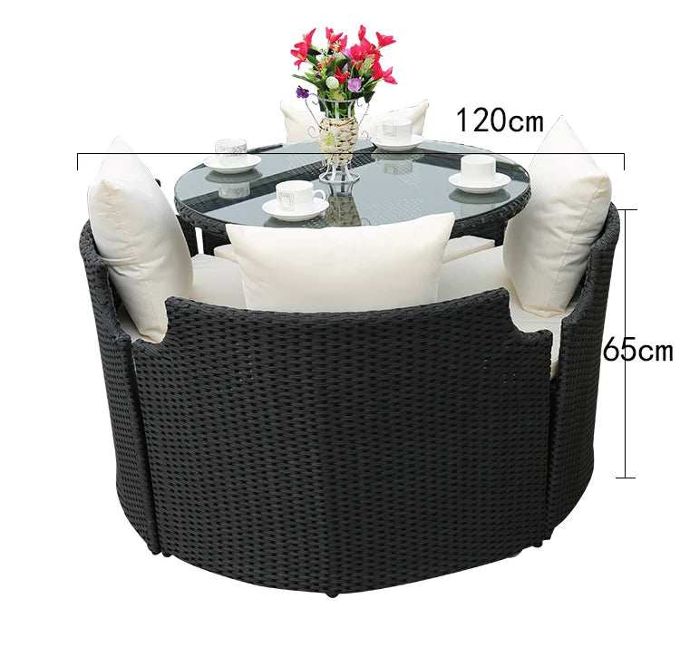 Outdoor leisure courtyard rattan chair five-piece combination outdoor villa open-air balcony creative storage home back chair