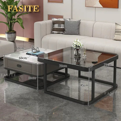 Glass Luxury Coffee Tables Bedside Centre Center Coffee Tables Gold Combination Nordic Basse De Salon Living Room Furniture