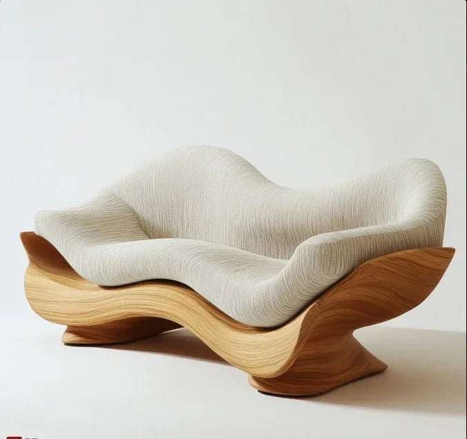 Gebogene Gartenmöbel Für Den Außenbereich, Teakholz-Sofa-Set, Massivholz-Gartensofa Aus Teakholz