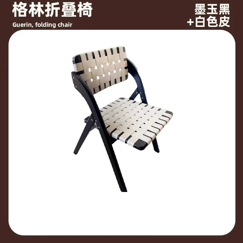 Solid Wood Dining Chairs Home Living Rooms Saddle Leather Folding Chairs Dining Chairs