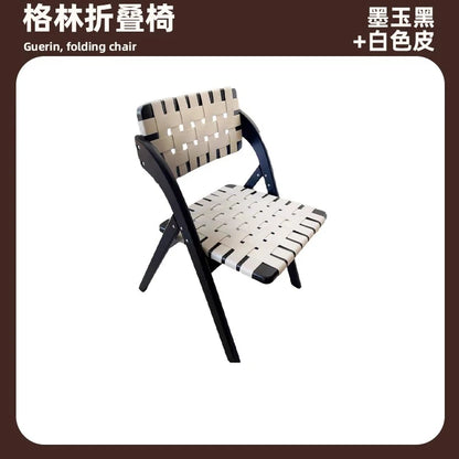 Solid Wood Dining Chairs Home Living Rooms Saddle Leather Folding Chairs Dining Chairs