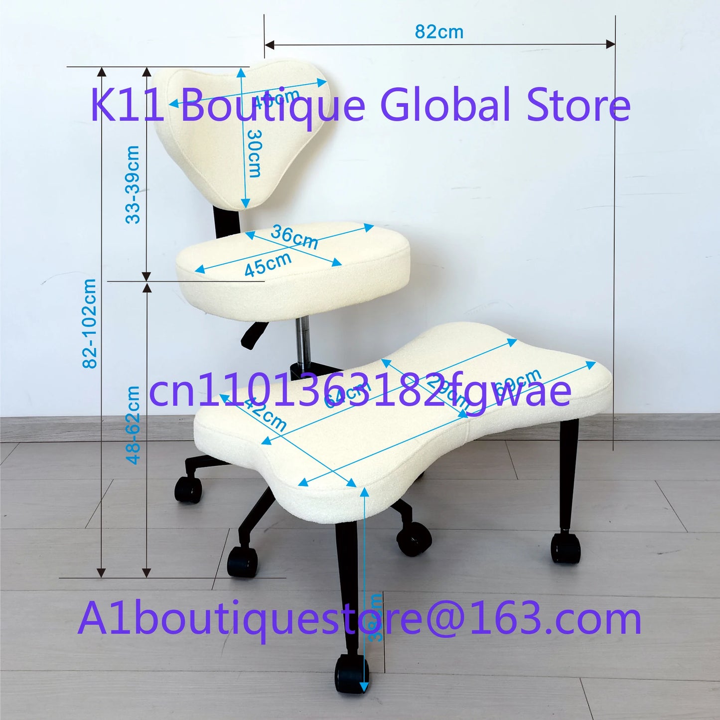 Cross Leg Chair - Meditation Chair with Wheels, ADHD Chair, Height Adjustable Seat, Adjustable Footstool