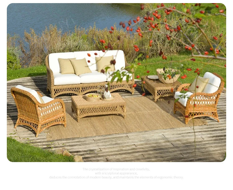 HXL outdoor sofa balcony rattan chair garden waterproof aluminum alloy outdoor terrace casual rattan sofa chair