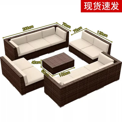 Courtyard sofa, villa, garden terrace, sun protection, waterproof, outdoor leisure rattan weaving corner