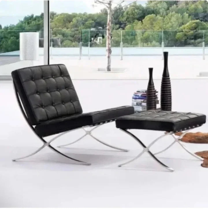 Nordic Bacelona Chair Single  Balcony Antique Metal Style Living Room Office Negotiation Chair Designer Leisure