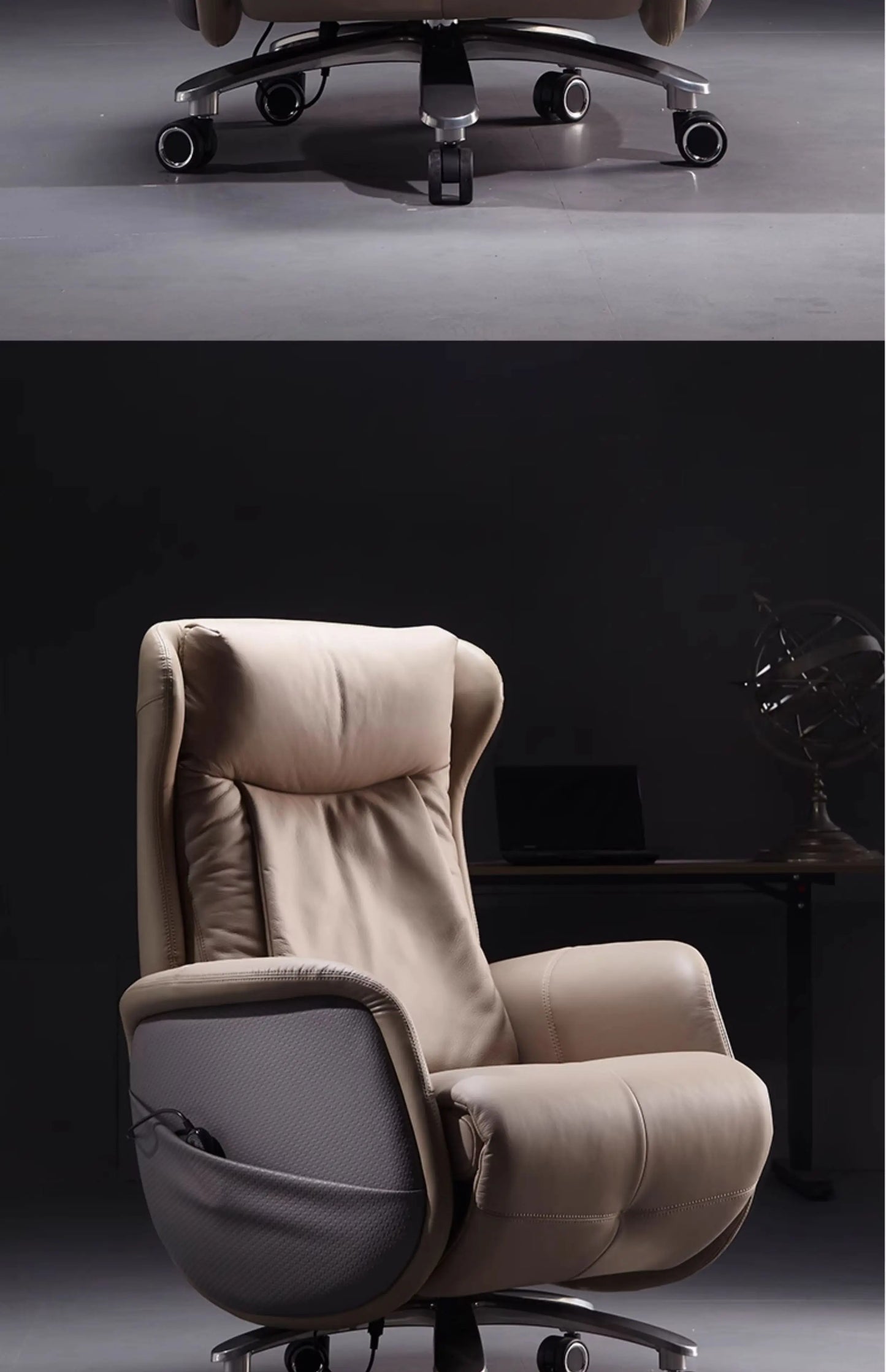 Computer Armchair Solid Wood Frame Furniture 7-Point Vibrating Ergonomic Chair With Wheels Electric Footrest Office Gamer