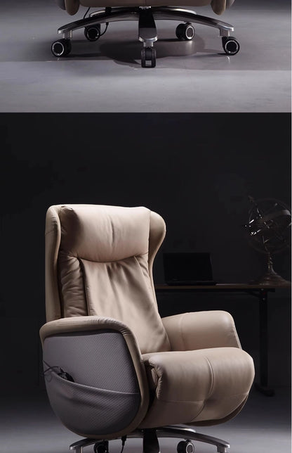Computer Armchair Solid Wood Frame Furniture 7-Point Vibrating Ergonomic Chair With Wheels Electric Footrest Office Gamer