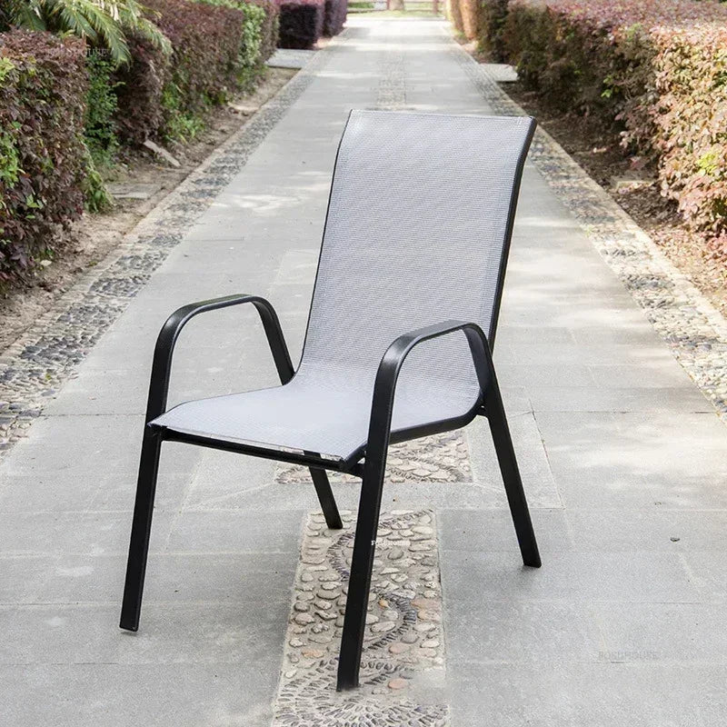 Nordic Beach Chairs Home Leisure Back Armchairs Outdoor Courtyard Balcony Waterproof and Sunscreen Iron Chair Outdoor Furniture