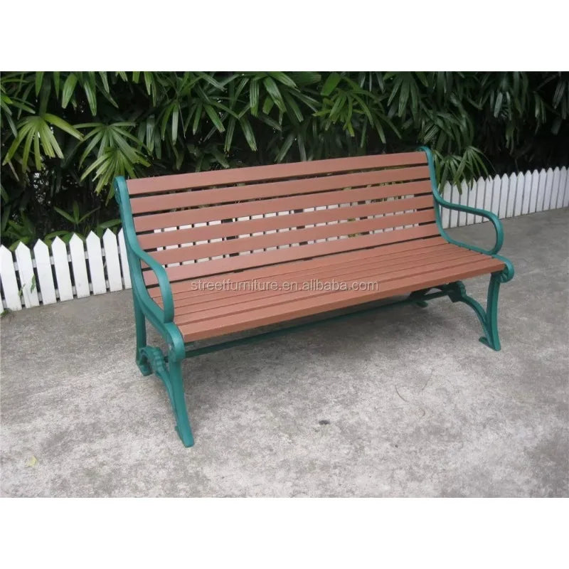 Metal Outdoor Bench for Public Park with Cast Iron Bench Legs