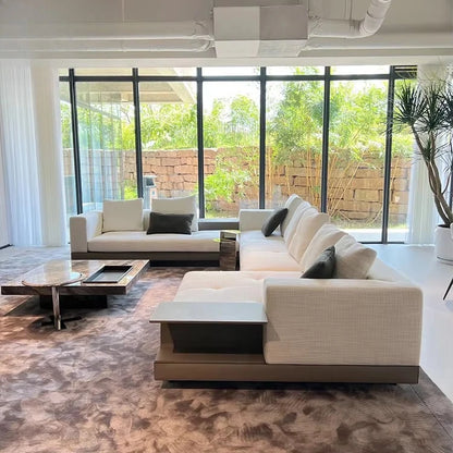 Living Room Furniture Modular Genuine Leather Sofa Recliner Lounge Convertible Minimalist Design Combination Sectional Sofa