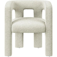 Modern Boucle Barrel Dining Chair, Upholstered Linen Kitchen Boucle Armchair with Sidearms and Back, for Dining Room Living Roo