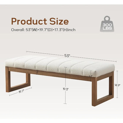 52.7" Modern Upholstered Teddy Fabric Bedroom Bench - Multi-Functional Footrest & Entryway/Dining Room Ottoman