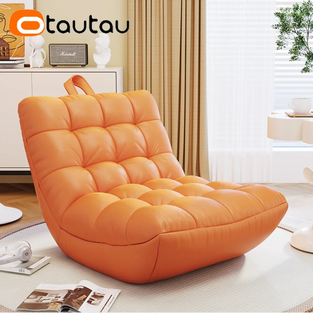 OTAUTAU Bean Bag Lounger Cover Without Filler Floor Seat Lazy Sofa Bed Couch Beanbag Sac with Footrest Stool Ottoman SF024
